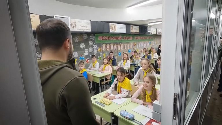 Volodymyr Zelenskyy has been visiting an underground school in Kharkiv