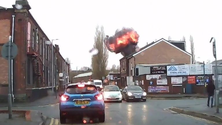 A &#39;fireball&#39; explosion has erupted at a substation in Manchester.
