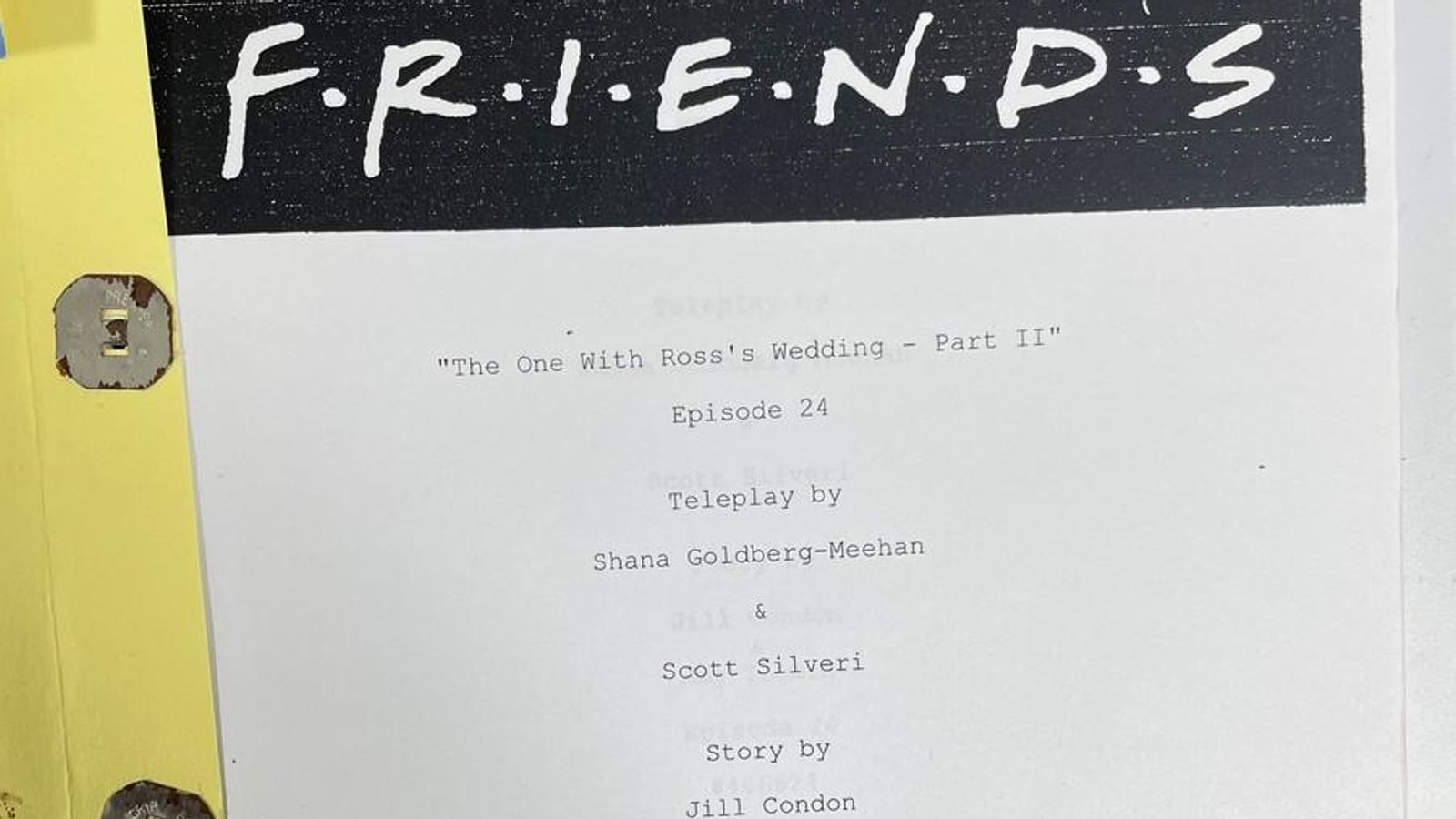 Friends scripts of iconic wedding episodes up for auction - 25 years after being found in London bin