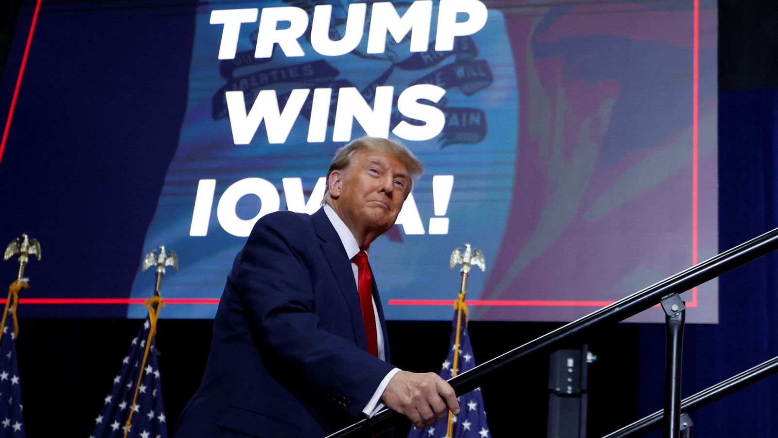 Donald Trump easily wins Iowa caucuses as DeSantis edges Haley for second place