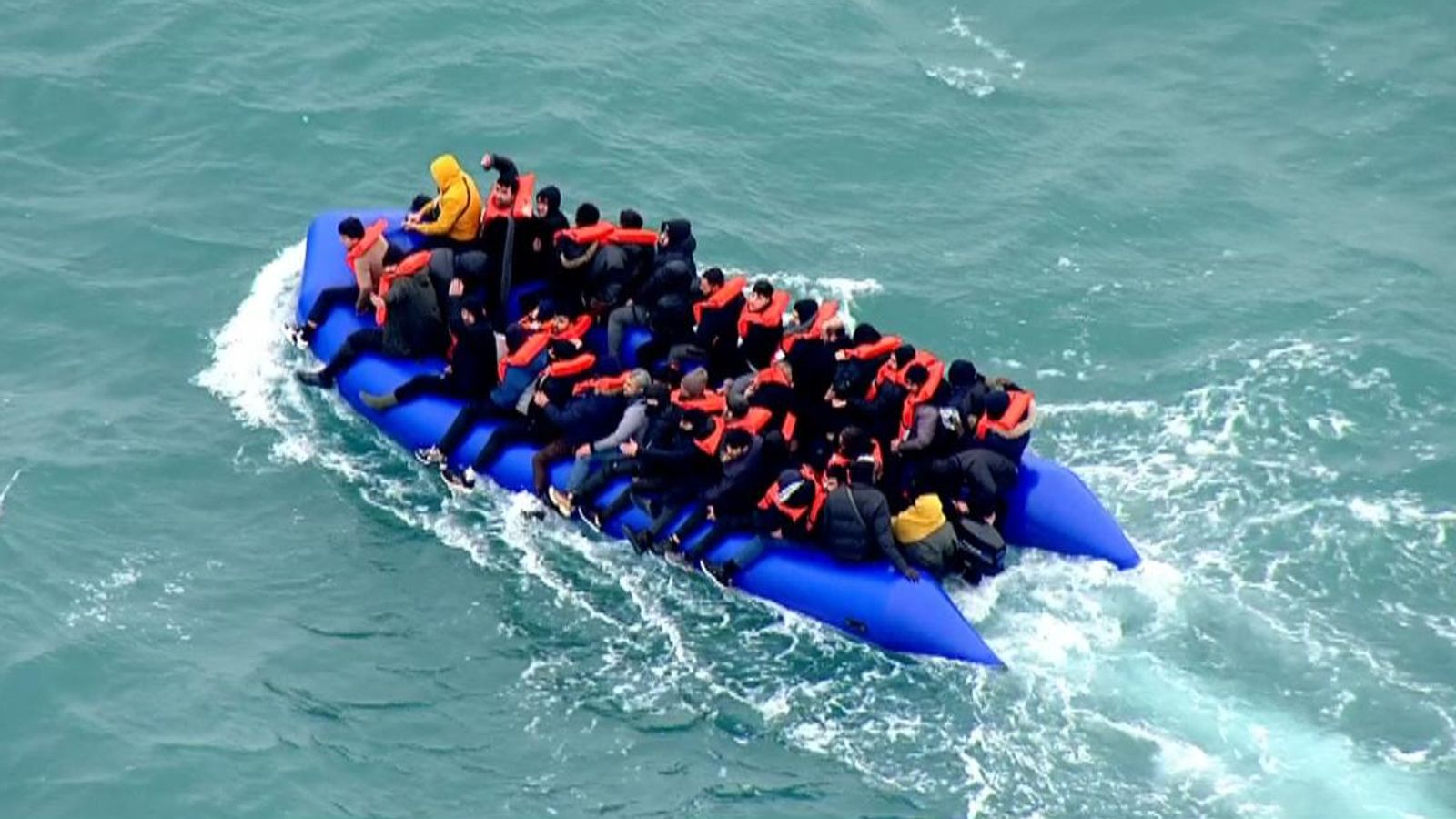 Footage shows boat carrying migrants attempting to cross Channel