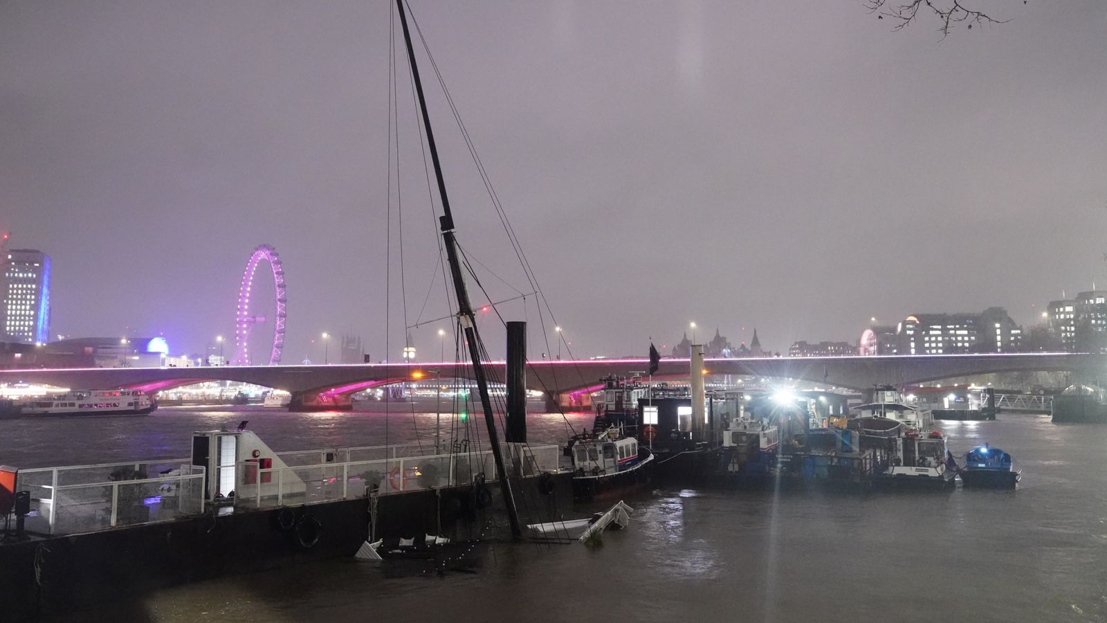 UK weather: Rescues and evacuations after widespread flooding - as party boat sinks in Thames