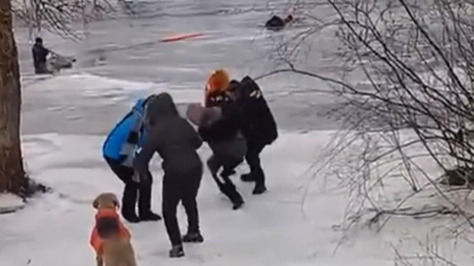 Ukraine: Man rescued in Kyiv after falling through ice while taking ...