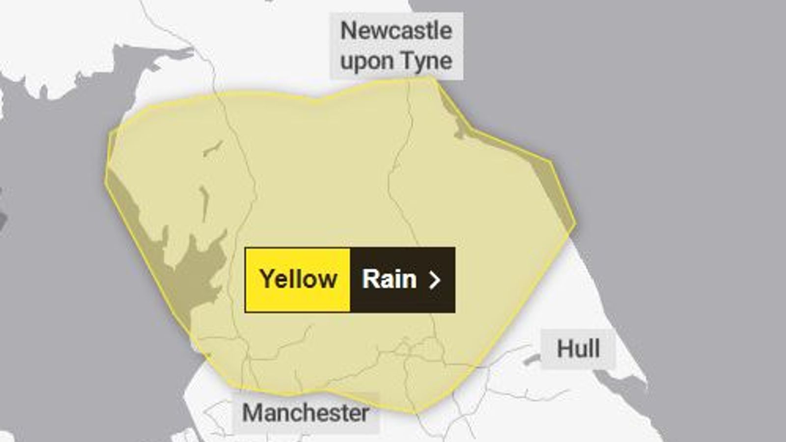 Жълто предупреждение за времето, издадено за Северна Англия, тъй като ще вали силен дъжд