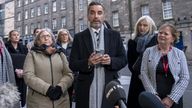 Solicitor Aamer Anwar with members of the Scottish Covid Bereaved group speaking to the media ahead of the UK Covid-19 Inquiry hearing at the Edinburgh International Conference Centre (EICC). Picture date: Tuesday January 16, 2024.