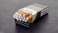 An opened packet of cigarettes