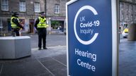 Police officers outside the main entrance to the UK Covid-19 Inquiry hearing at the Edinburgh International Conference Centre (EICC). Picture date: Tuesday January 16, 2024.