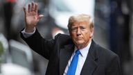 Former U.S. President Donald Trump greets to his supporters, as he arrives from his second civil trial after E. Jean Carroll accused Trump of raping her decades ago, outside a Trump Tower in the Manhattan borough of New York City, U.S., January 25, 2024. REUTERS/Eduardo Munoz