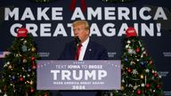 Donald Trump speaks at a rally in Iowa before Christmas