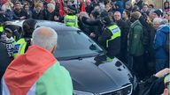 A car collided with pro-Palestine protesters
