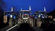 Tractors block a street during a protest over price pressures, taxes and green regulation, grievances shared by farmers across Europe, in Chennevieres-les-Louvres, near Paris, France, January 29, 2024. REUTERS/Benoit Tessier
