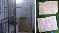 An underground cell which, according to Israel&#39;s military, was used by Hamas to hold hostages. Pic: Israel Defence Forces