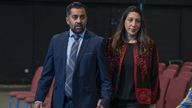 First Minister and SNP leader Humza Yousaf and his wife councillor Nadia El-Nakla arrive for the first session of the SNP annual conference at The Event Complex Aberdeen (TECA) in Aberdeen. Picture date: Sunday October 15, 2023.