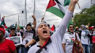 Pro-Palestinian demonstrators in Johannesburg, South Africa, 29 November, 2023. Pic: AP