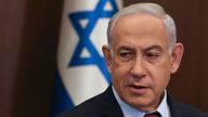 FILE - Israeli Prime Minister Benjamin Netanyahu attends the weekly cabinet meeting at the Prime Minister&#39;s office in Jerusalem, Dec. 10, 2023. A law that would make it harder to remove Netanyahu from office must go into effect only after the next parliamentary elections, the country&#39;s Supreme Court ruled Wednesday, Jan. 3, 2024, saying the legislation was clearly crafted for personal reasons. (Ronen Zvulun/Pool Photo via AP, File)