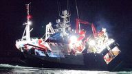 The 72ft fishing trawler ran aground. Pic: Kyle Lifeboat RNLI