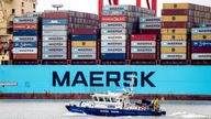 Maersk is one of the world&#39;s ;largest container shipping operators. Pic: AP