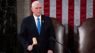 Mike Pence officiates as a joint session of the House and Senate convenes to confirm the Electoral College votes cast in the 2020 US election, on January 6 2021