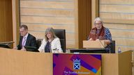 Linda Haggerstone delivering the time for reflection at Holyrood. Pic: Scottish Parliament TV
