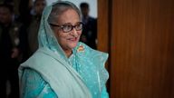 Bangladesh Prime Minister Sheikh Hasina arrives to cast her vote in Dhaka, Bangladesh, on Sunday 7 January Pic: AP Photo/Altaf Qadri