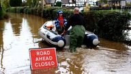 Jack, aged 7, is rescued as the village of Severn Stoke is cut off amid flooding after heavy rain from Storm Henk, near Worcester, Britain, January 3, 2024. REUTERS/Carl Recine
