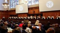 Judges at the International Court of Justice (ICJ) rule on the emergency measures against Israel. Pic: Reuters