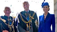 (L-R) The King, Prince William and the Princess of Wales at the Palace of Holyroodhouse in July 2023. Pic: AP
