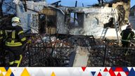 Firefighters work at the site of a museum dedicated to Roman Shukhevych, leader of the Ukrainian Insurgent Army (UPA), which was destroyed by a Russian drone strike, amid Russia&#39;s attack on Ukraine, in Lviv, Ukraine January 1, 2024. REUTERS/Mykola Tys