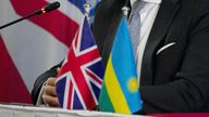 The UK and Rwanda flags together