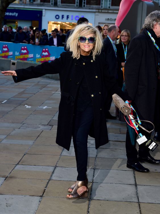 Annie Nightingale arriving for the opening night gala for Exhibitionism: The Rolling Stones exhibition held at the Saatchi Gallery, 