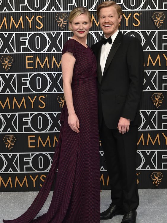 Kristen Dunst, left, and Jesse Plemons arrive at the 75th Primetime Emmy Awards on Monday, Jan. 15, 2024, at the Peacock Theatre in Los Angeles. (Photo by Richard Shotwell/Invision/AP)