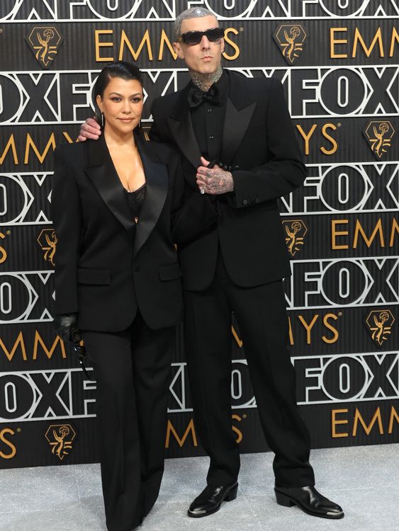Kourtney Kardashian and Travis Barker attend the 75th Primetime Emmy Awards in Los Angeles, California, U.S. January 15, 2024. REUTERS/Aude Guerrucci

