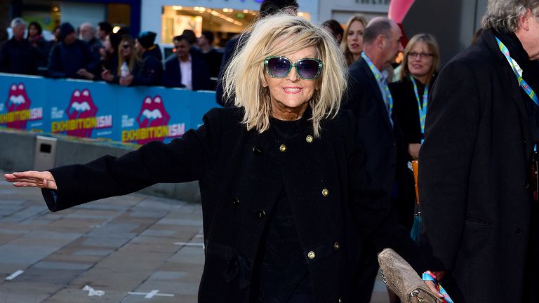 Annie Nightingale arriving for the opening night gala for Exhibitionism: The Rolling Stones exhibition held at the Saatchi Gallery, 
