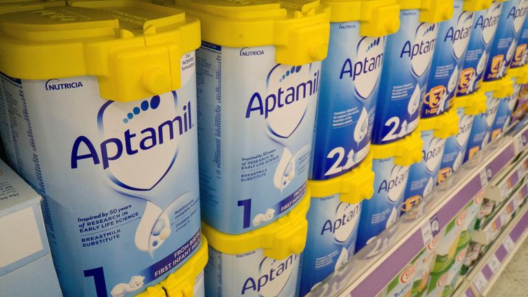 Packs of Aptamil baby milk, a Danone brand