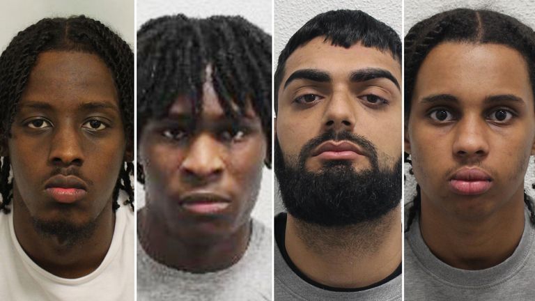 (L-R) Mahad Gouled, Chibiuke Ohanweh, Zain Mirza and Ayaani Adan have been jailed for at least 38 years. Pic: Met Police