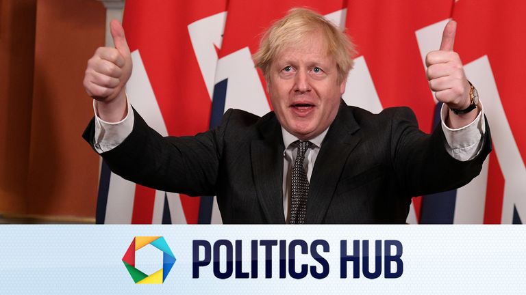 Britain's Prime Minister Boris Johnson gives a thumbs up after signing the Brexit trade deal with the EU at number 10 Downing Street in London, Britain December 30, 2020. Leon Neal/Pool via REUTERS TPX IMAGES OF THE DAY
