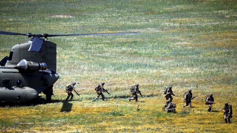 British soldiers taking part in a NATO allied troops training exercise in North Macedonia. File pic: Reuters