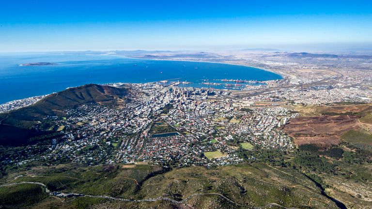 The City Bowl of Cape Town, South Africa, as seen from the top of Table Mountain (Edwin Remsberg / VWPics via AP Images)


