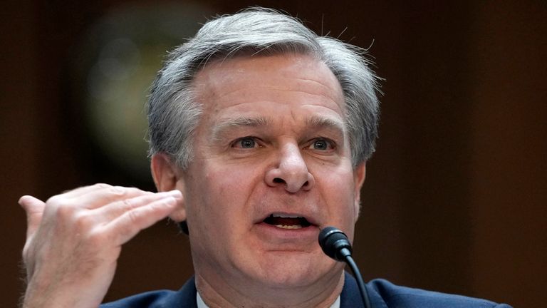 FILE - FBI Director Christopher Wray testifies before a Senate Judiciary Committee oversight hearing on Capitol Hill in Washington, Dec. 5, 2023. Wray is preparing to tell House lawmakers that Chinese government hackers are busily targeting water treatment plants, the electrical grid, transportation systems and other critical infrastructure inside the United States. (AP Photo/Susan Walsh, File)
