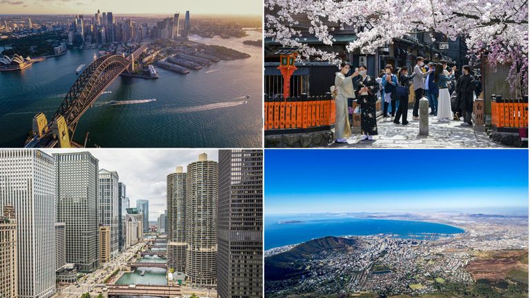 Sydney, Kyoto, Chicago, Cape Town. Pics: AP/iStock