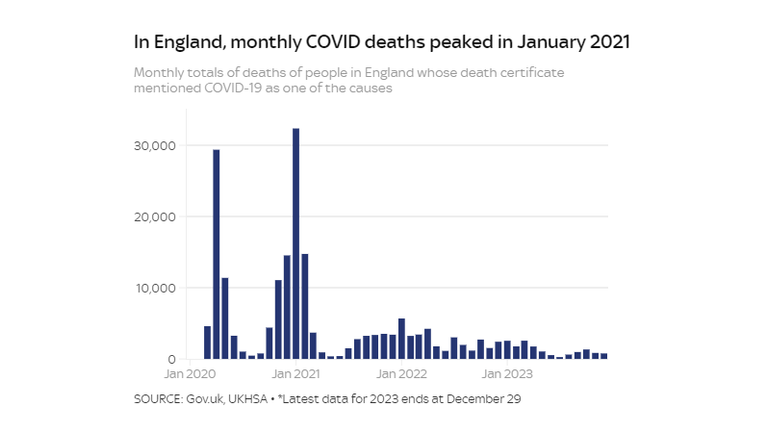 Monthly COVID deaths England