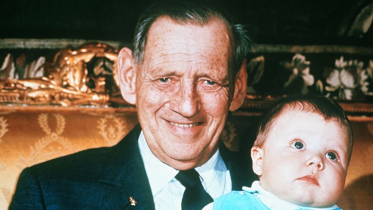 Crown Prince Frederik with his grandfather, King Frederik, in January 1969. Pic: AP