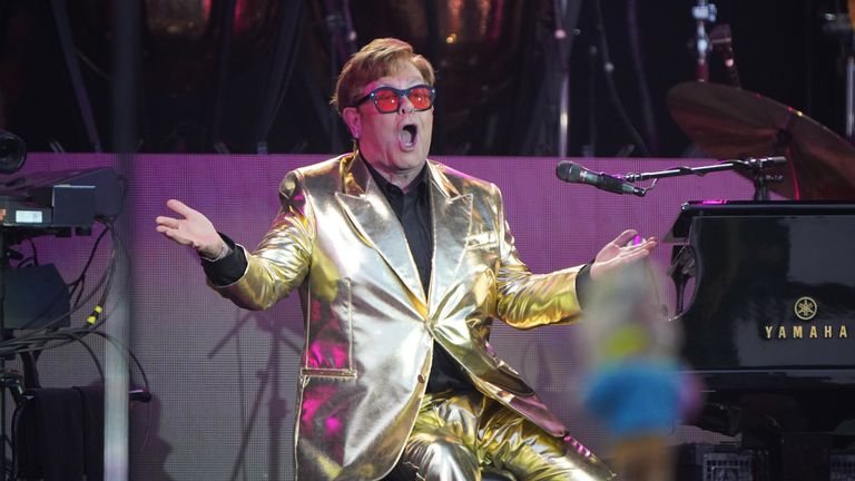 Elton John at Glastonbury in June 2023