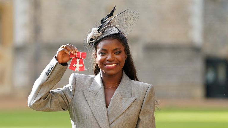 Eniola Aluko after being made a Member of the Order of the British Empire by the Prince of Wales at Windsor Castle, Berkshire. Picture date: Wednesday November 1, 2023.

