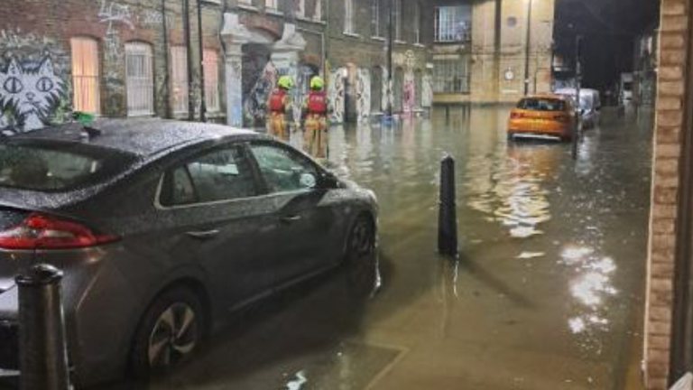 Flooding in Hackney Wick. Pic: @LondonFire