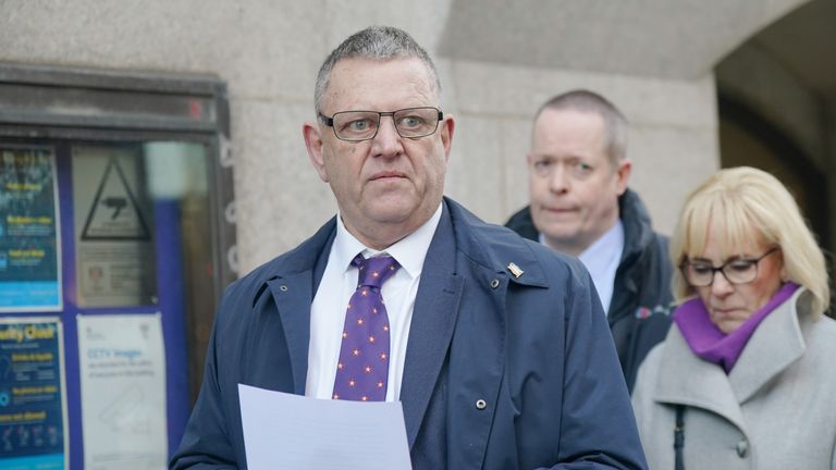 Gary Furlong makes a statement to the media outside the Old Bailey, London, for the inquest for victims of Reading terror attack. Khairi Saadallah was given a whole life sentence for murdering James Furlong, 36, David Wails, 49, and Joseph Ritchie-Bennett, 39 in Forbury Gardens on July 20 2020 in a terror-related attack. Picture date: Monday January 15, 2024. PA Photo. See PA story INQUEST Reading. Photo credit should read: Yui Mok/PA Wire 
