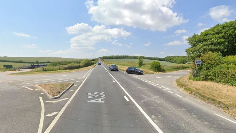 The crash happened on the A35 near Kingston Russell. Pic: Google Maps