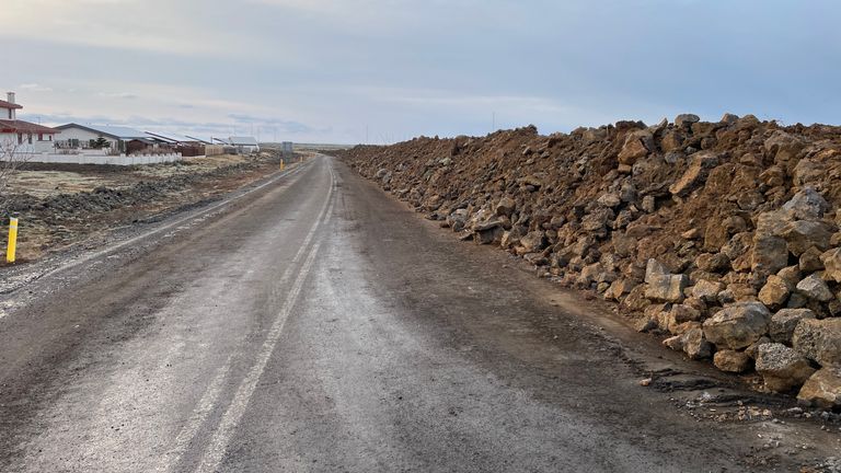 The defensive wall that workers have been building over the last fortnight has prevented more considerable damage to the town of Grindavik, Iceland. 