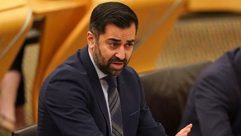 Humza Yousaf during First Minister's Questions on Thursday