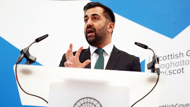 First Minister Humza Yousaf delivers a speech on the Scottish economy and independence, at the University of Glasgow